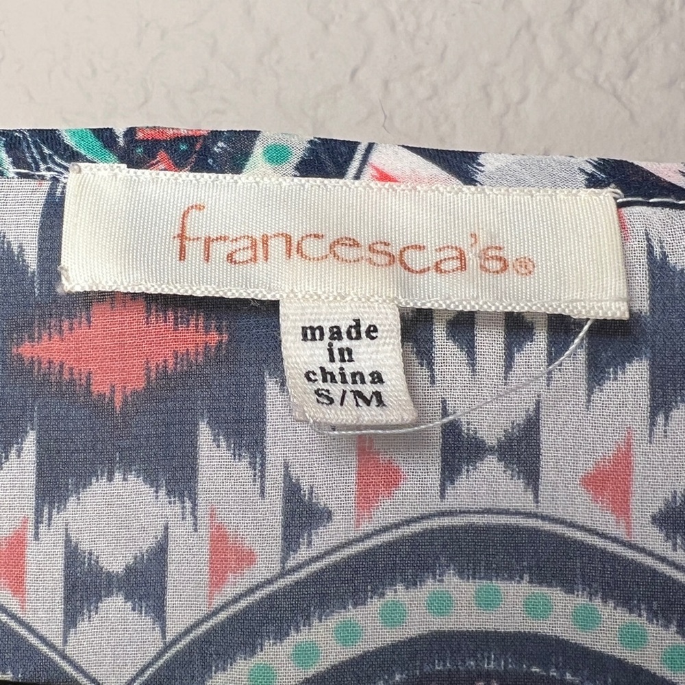 Francesca’s | Geometric Tribal Print Pattern Design Swim Cover Up Sheer - Picture 3 of 7